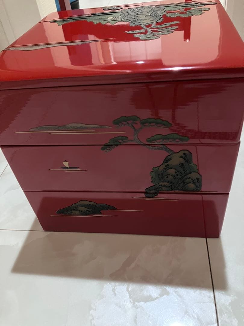 べんぼう沖縄　堆錦漆器重箱 3段