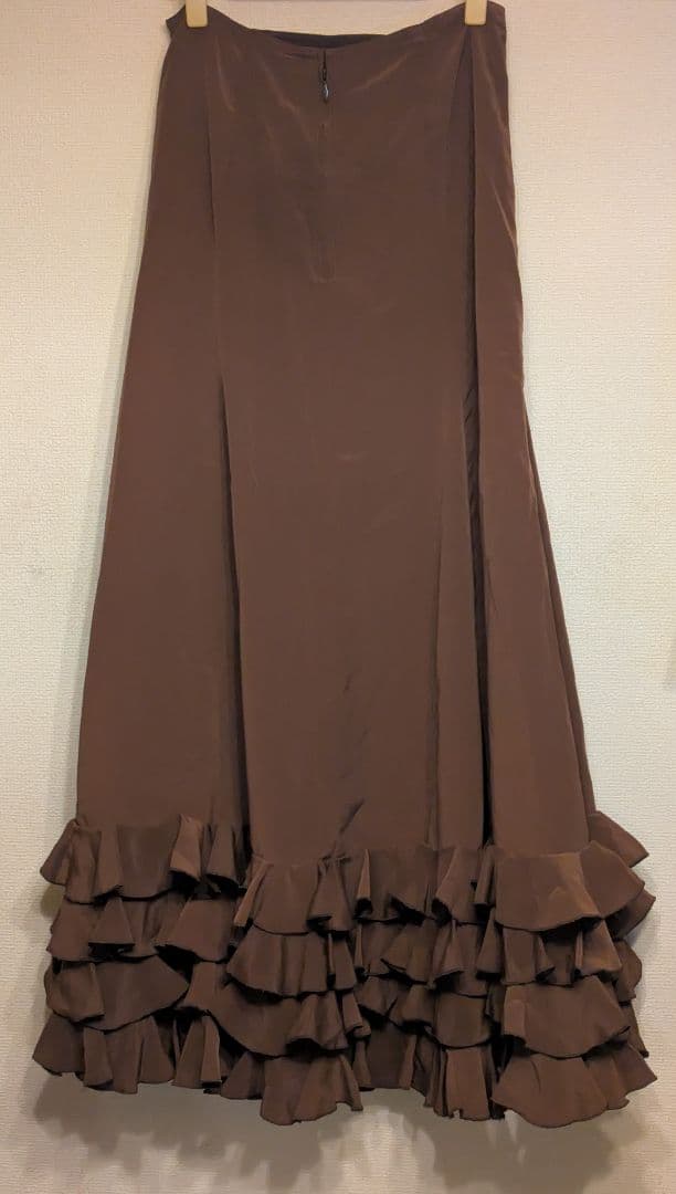 ペチコート　フラメンコ衣装　4段フリル　L　ブラウン