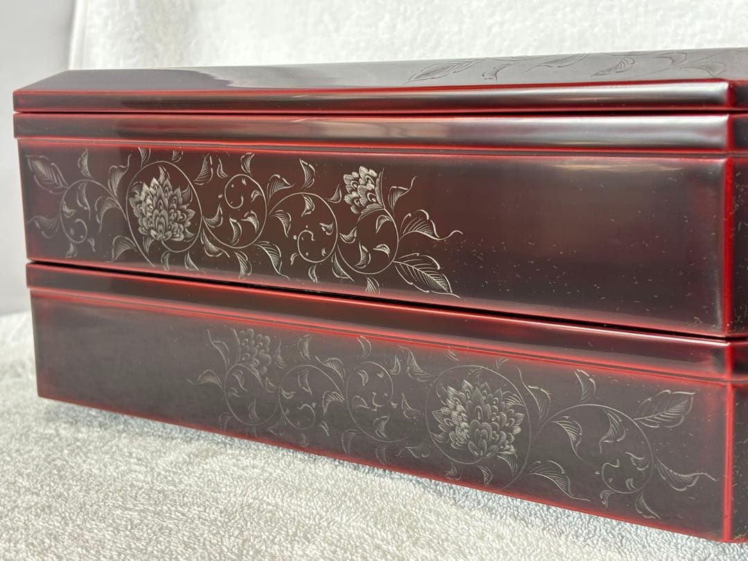 【未使用新品】千舟堂 八隅二段重箱 輪島塗 宝相華 共箱 専用布付き