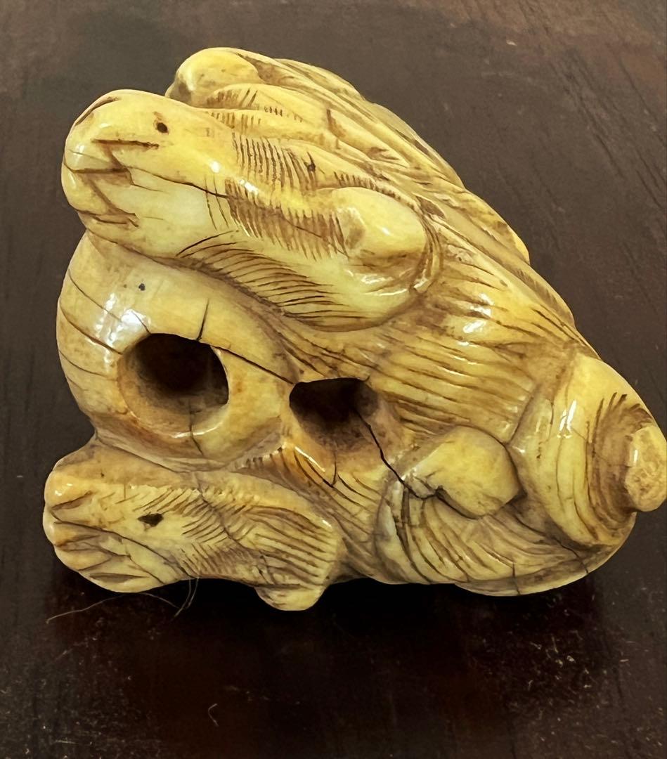 根付　獅子　彫刻　H9-4