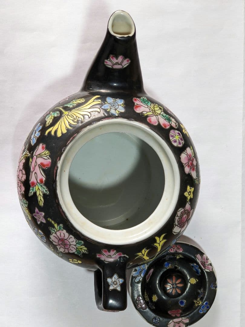 ♦中国古玩 花埋め図 景徳鎮窯 輸出用CHINA 茶道具 急須 古美術 骨董品