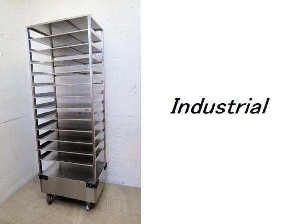 美品■キャスター付きステンレスシェルフ■インダストリアル■店舗什器■13段