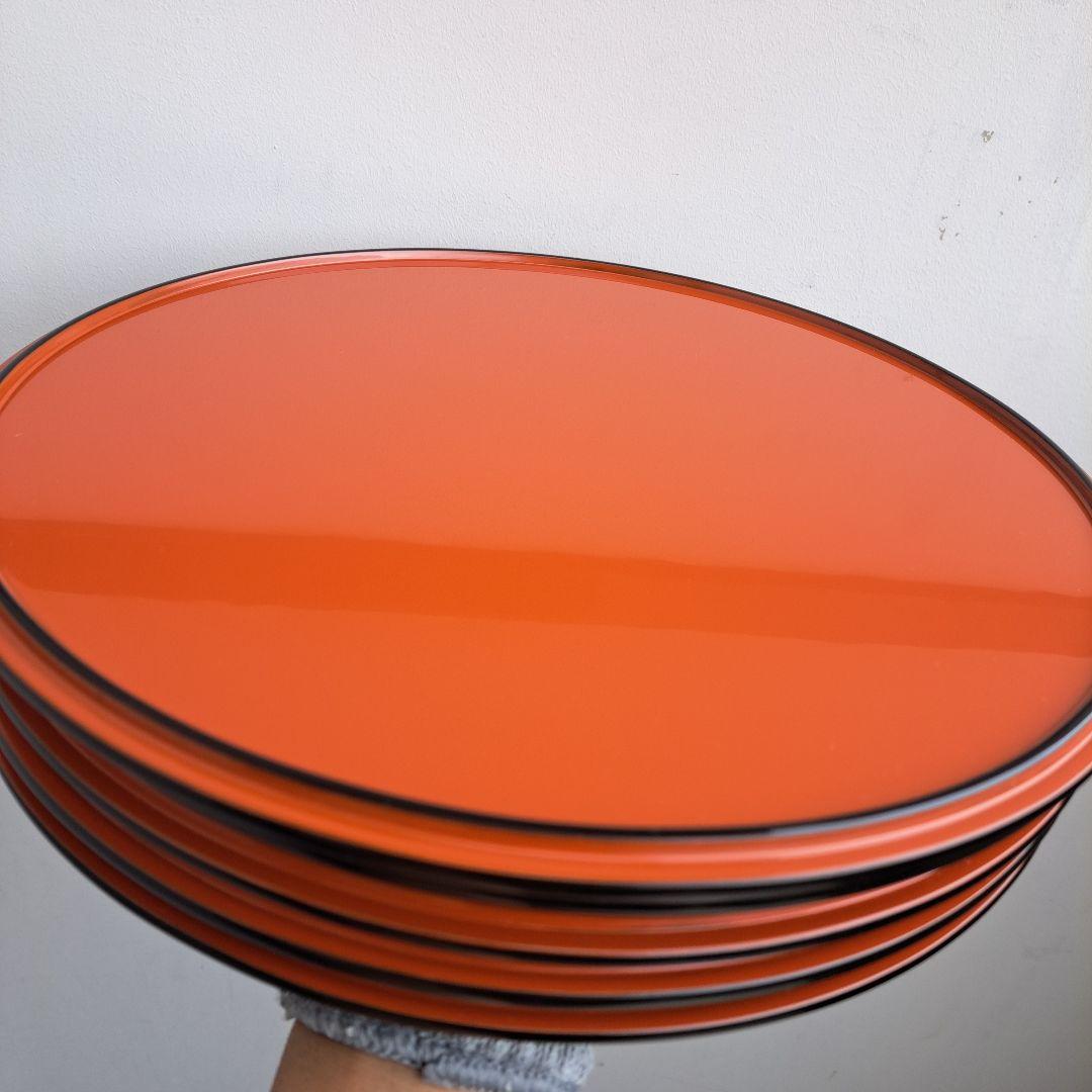 【輪島塗　尺サイズ　瑞祥盆×5客　童唄蒔絵】布着本堅地　作家物　未使用/長期保管