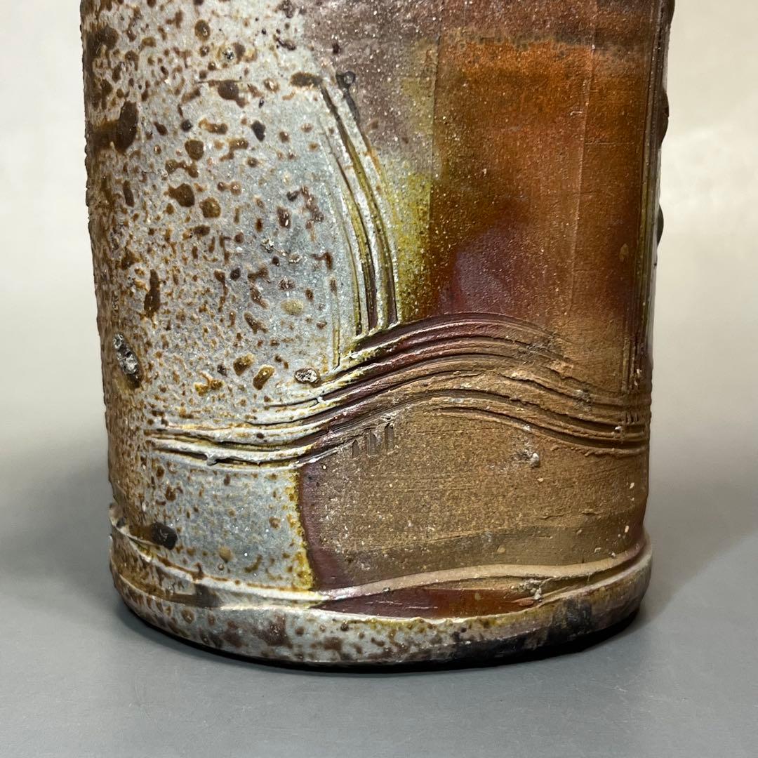 ス*ト様 新歓嗣 伊賀耳付花入 花瓶 花器 共箱 共布