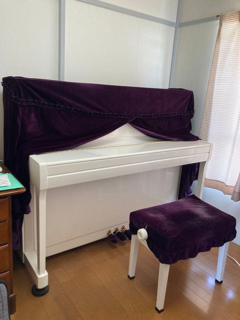 カワイ アップライトピアノ K300 （ホワイト）〜 黒鍵改良品 [黒檀]