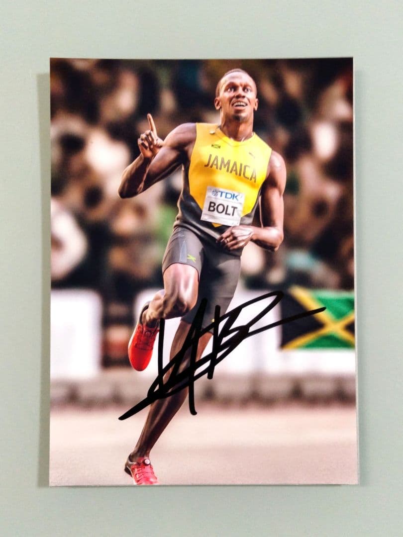 ウサイン・ボルト直筆サイン入り2Lサイズ写真…オリンピック金メダリスト…