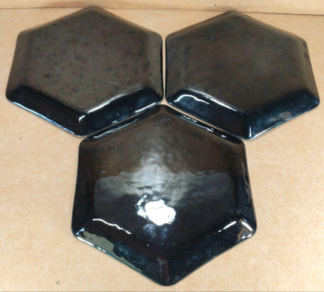 【本物保証】安藤七宝店謹製 七宝亀甲皿(金3枚,白銀3枚,6枚1組) 共箱 七寶