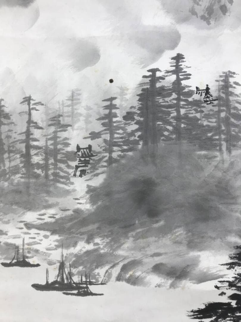 真作/飛田周山/山水図/掛軸/名家伝来/AH-799