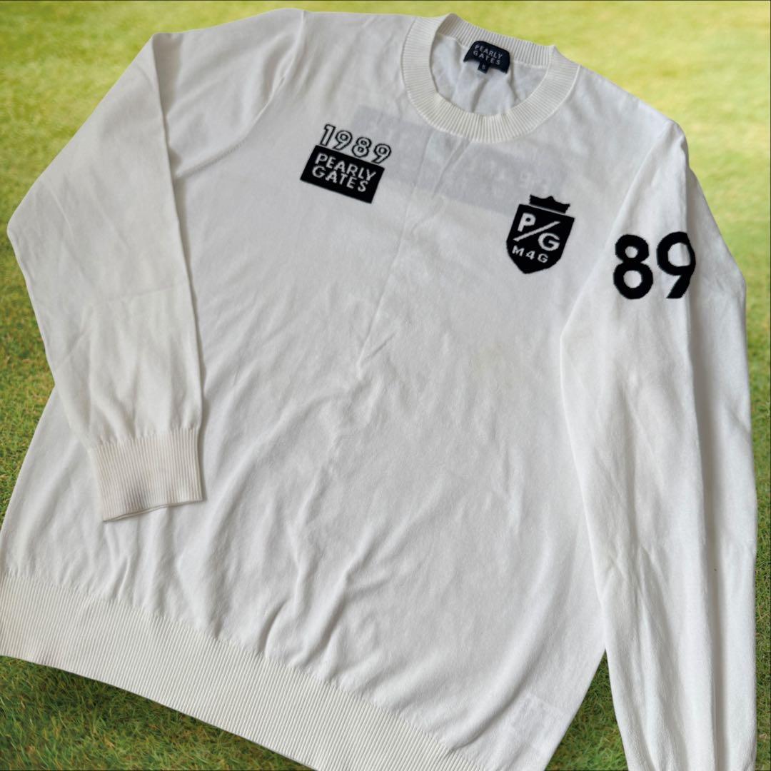 パーリーゲイツ　ニット　L〜XL相当 白　ホワイト　セーター　コットン素材　5