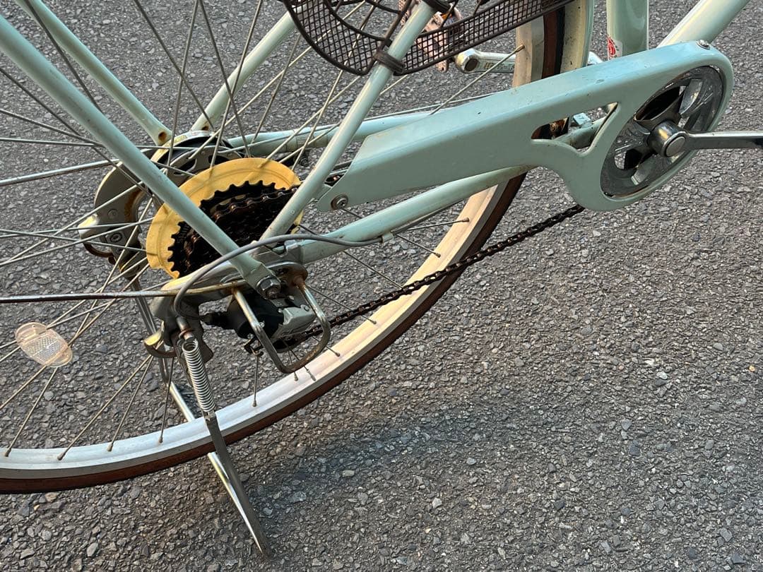 T*a様 中古LEDオートライト6段変速自転車★27インチ★大型カゴ★ミント※配