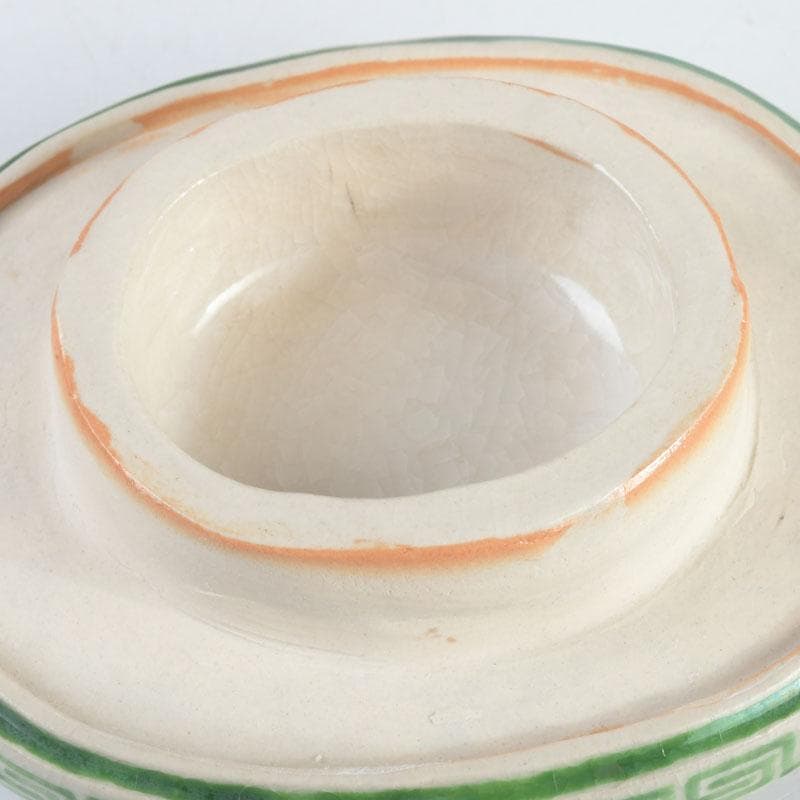 茶道具　九谷焼　九谷峯久　園江久雄作　仁清写　冠　香炉　共箱　V　9422