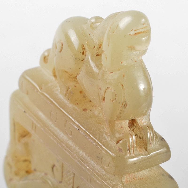 中国　玉石彫刻　神獣　玉器　玉壁　玉飾　玉珮　M　R5555