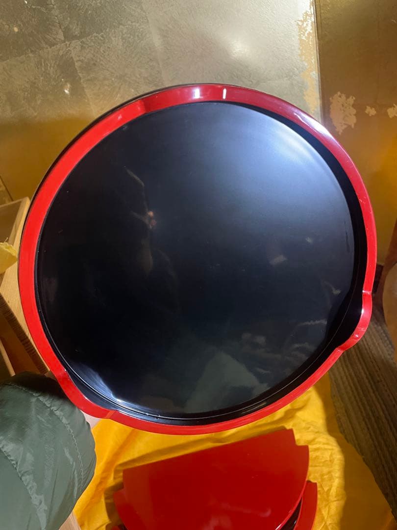 輪島塗　本朱塗　手桶水指　銀箍　銀たが　内朱塗　塗師　宏峰作　供箱　茶道具