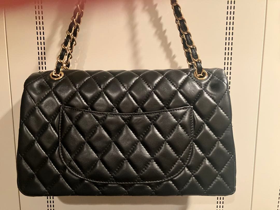 美品　CHANEL ノベルティ　ダブルチェーン　フラップバッグ　30 ゴールド