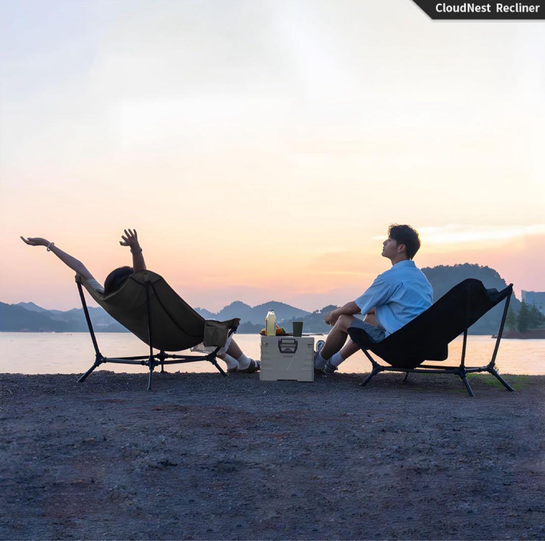 【新品】TENPLAY リクライニングチェア アウトドア 黒 高さ角度調節