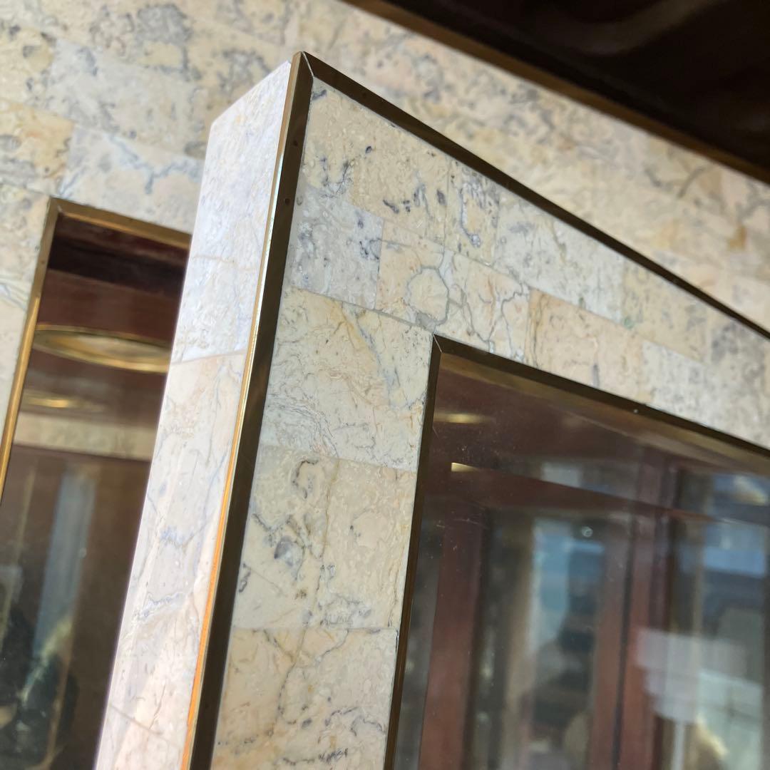 イタリア家具 大理石張り ガラスショーケース 飾り棚 アンティーク ビンテージ