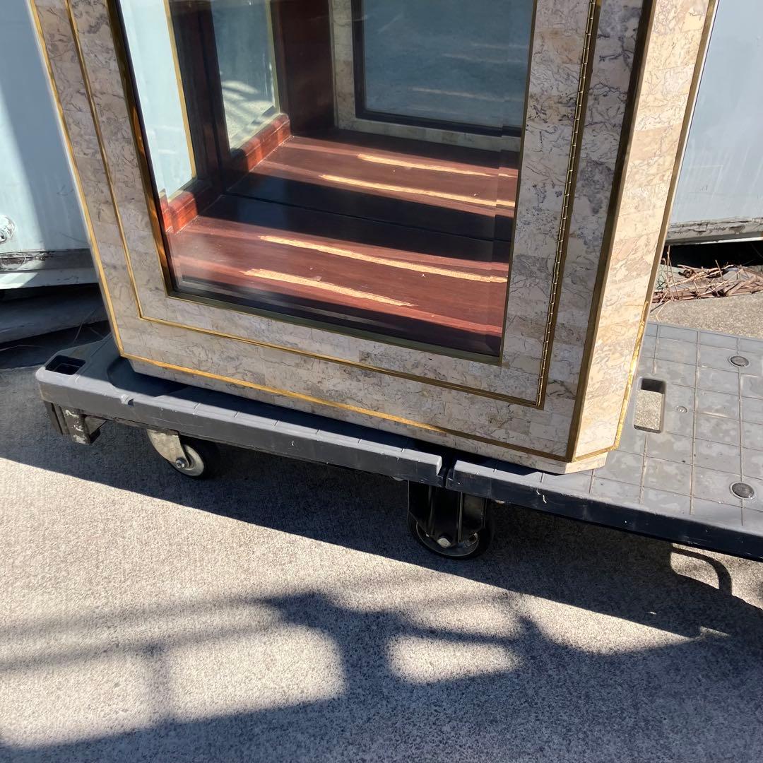 イタリア家具 大理石張り ガラスショーケース 飾り棚 アンティーク ビンテージ