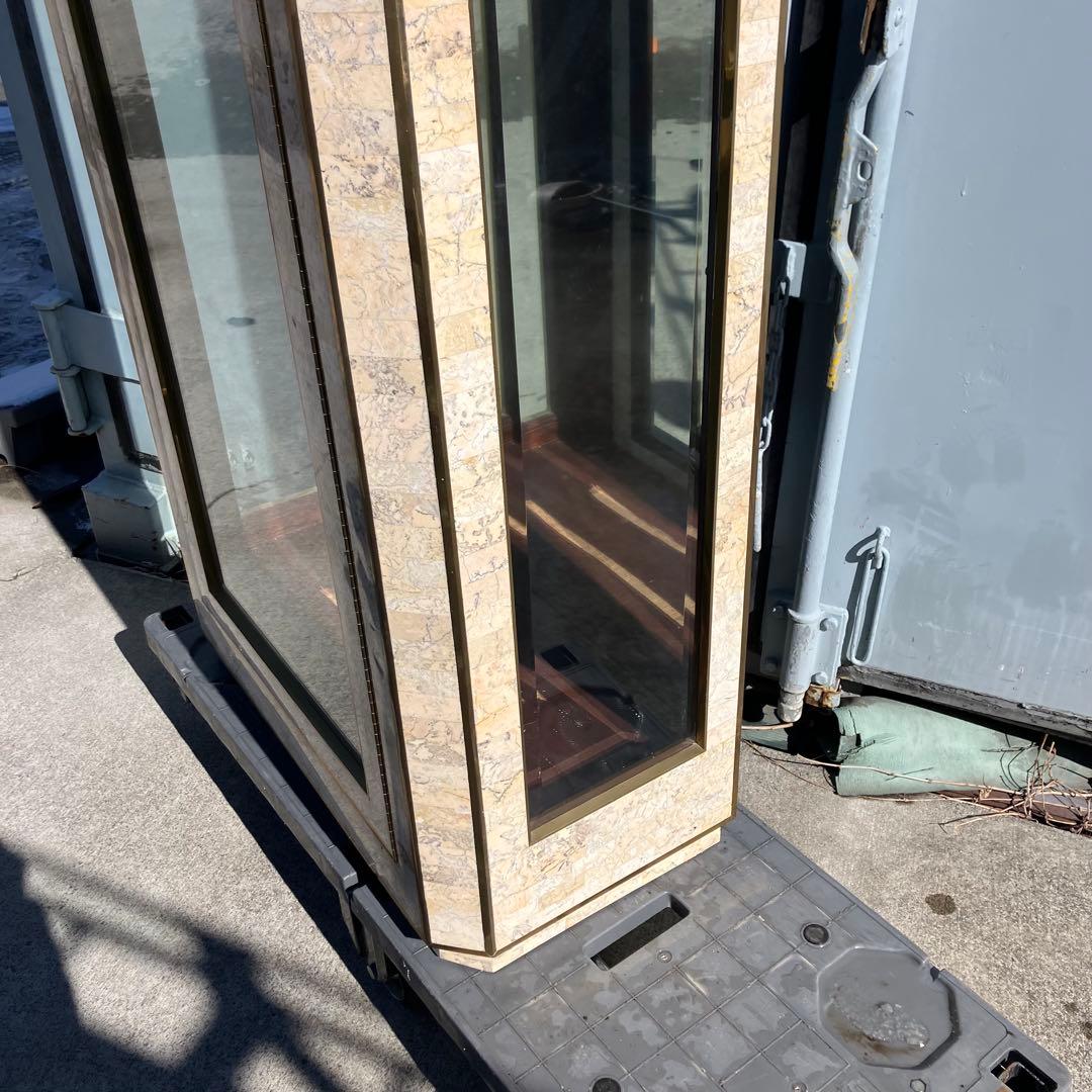 イタリア家具 大理石張り ガラスショーケース 飾り棚 アンティーク ビンテージ