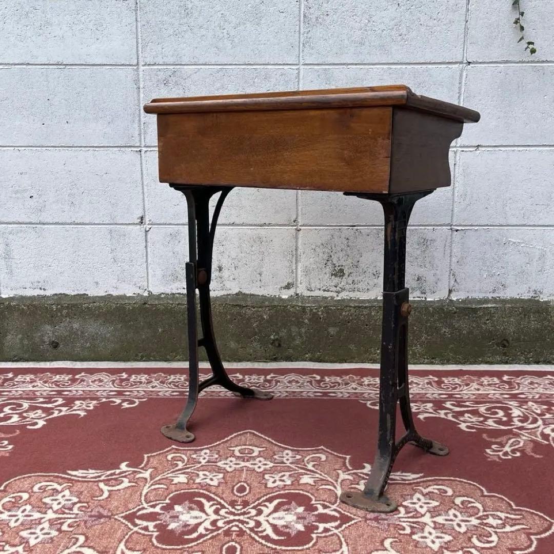 USA製 ビンテージ品◾️鉄脚アイアンレッグ×木製天板 スクールデスク 机
