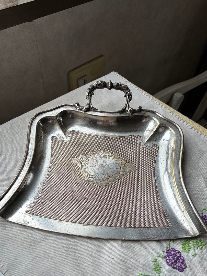 フランス　アンティーク 美しい　ダストパン シルバー　ちりとり　チリトリ　レア