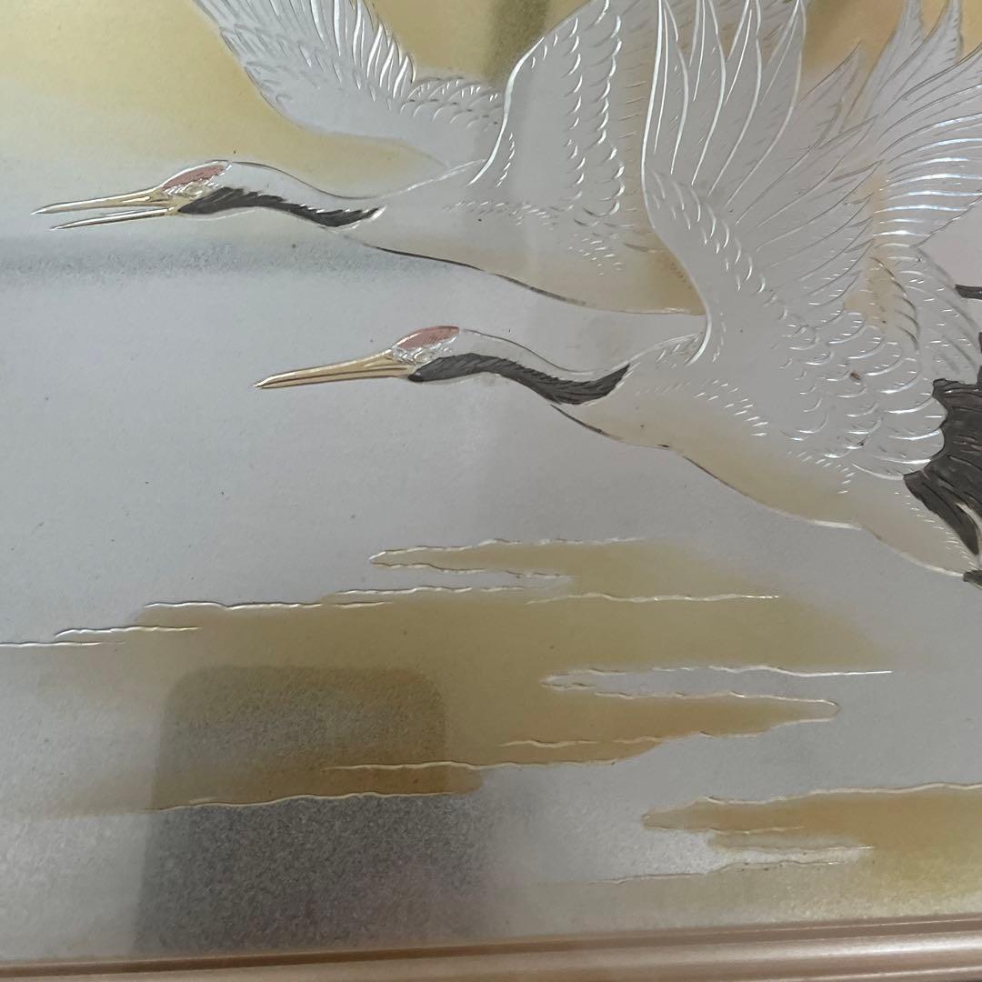 鶴　絵画 銅版彫刻　日本画　縁起物　純金　純銀　鍍金　ツル