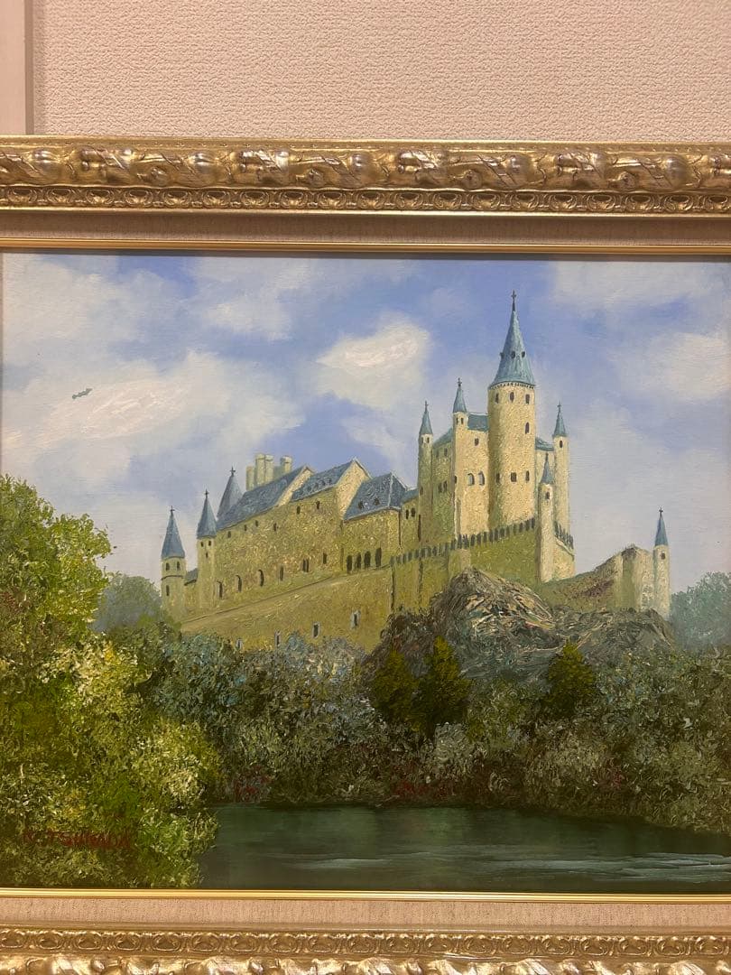 塚田国次　コカ城　油彩画 フレーム付き　送料込み1202