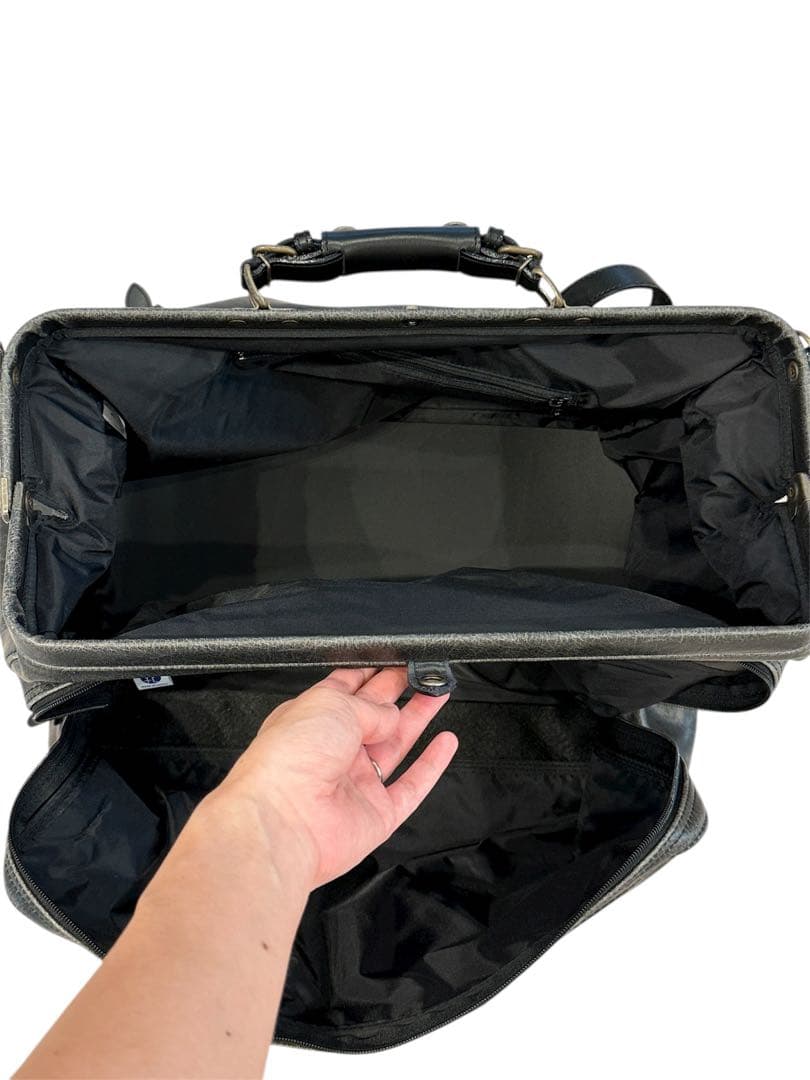 レトロアウトポケットダレスボストン本革付属　鞄の聖地兵庫県豊岡市製トラベルバッグ