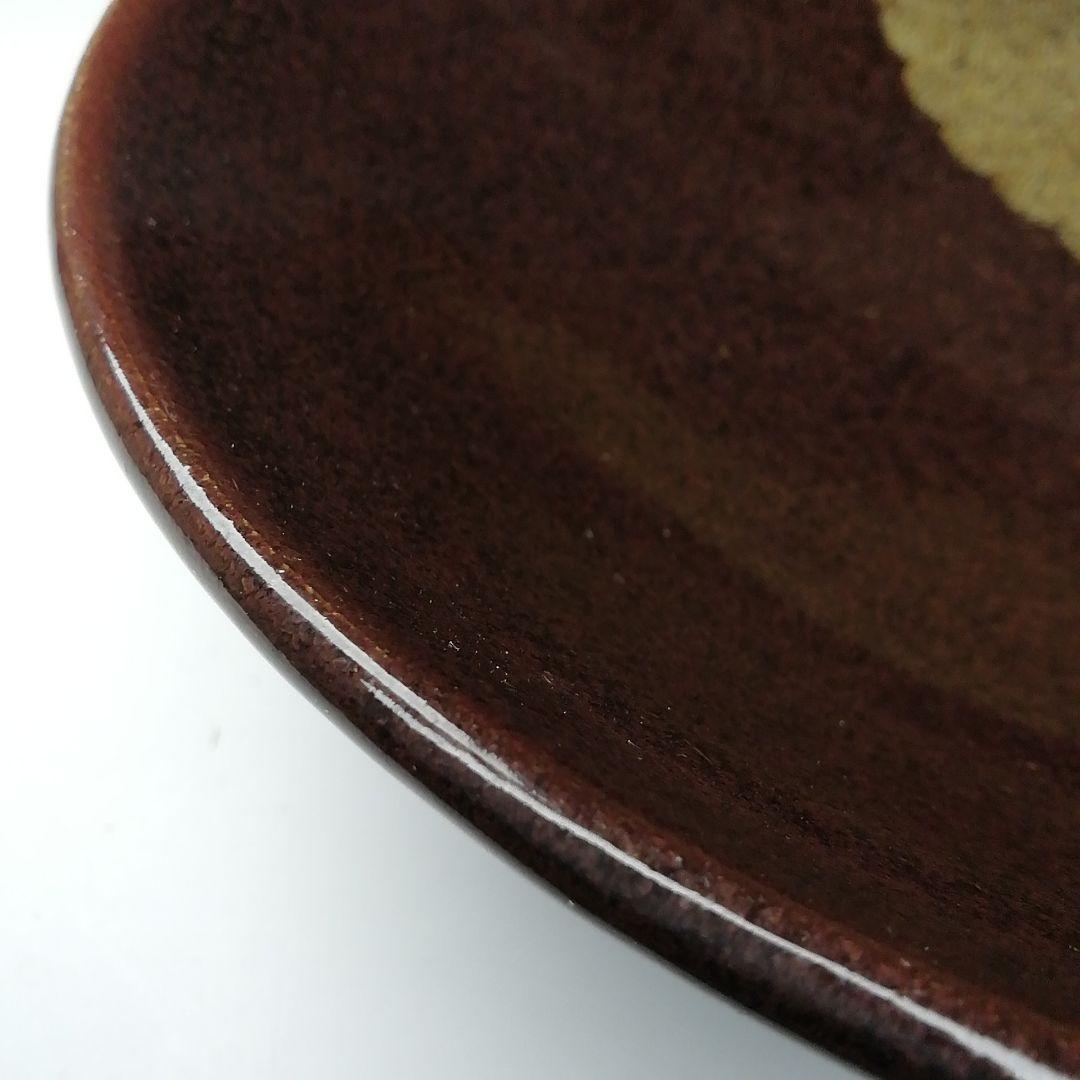 Ｔ４４２　茶碗　『木の葉天目　平茶碗』『山口明軒 作』　共箱　抹茶碗　茶道具