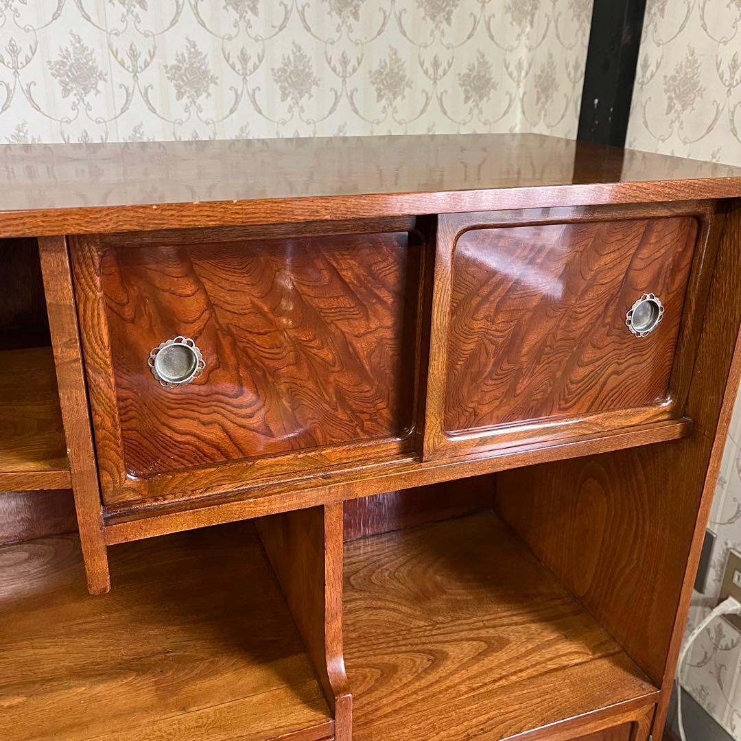 【アンティーク】木製 茶箪笥 水屋箪笥 飾り棚 キャビネット 食器棚 古民家