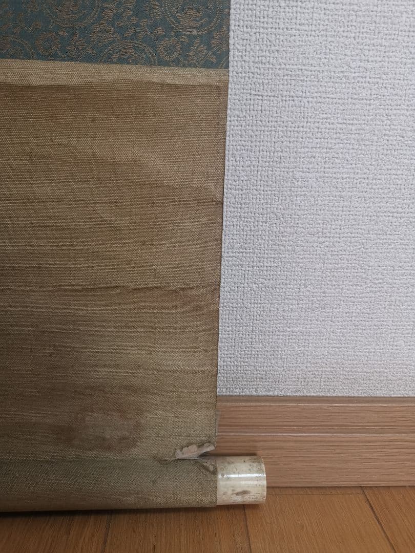 掛軸 弓家恒畝（ゆやこうほ）肉筆 群鶏図 自筆共箱 軸先は鹿角