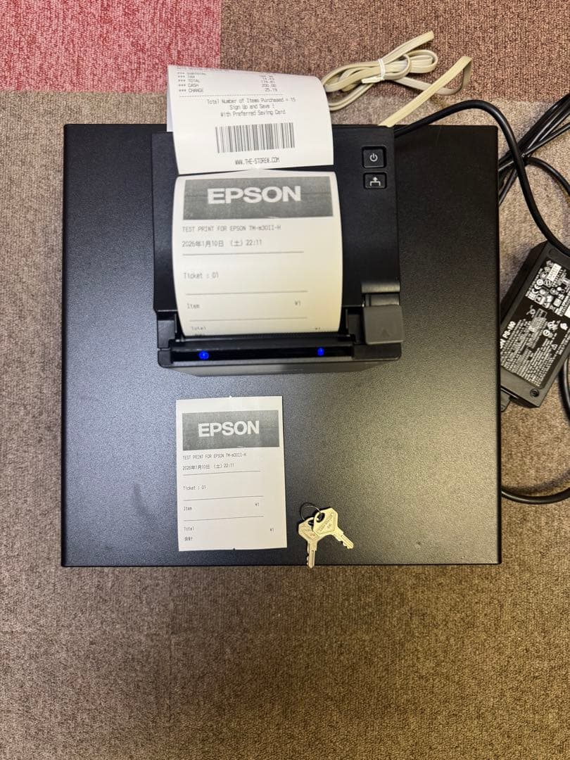 【中古】EPSON TM-m30II-H レジ、キャッシュドロアーセット