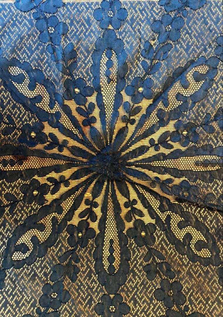 【フランス・シルク製】アンティーク レース 円形直径116cm