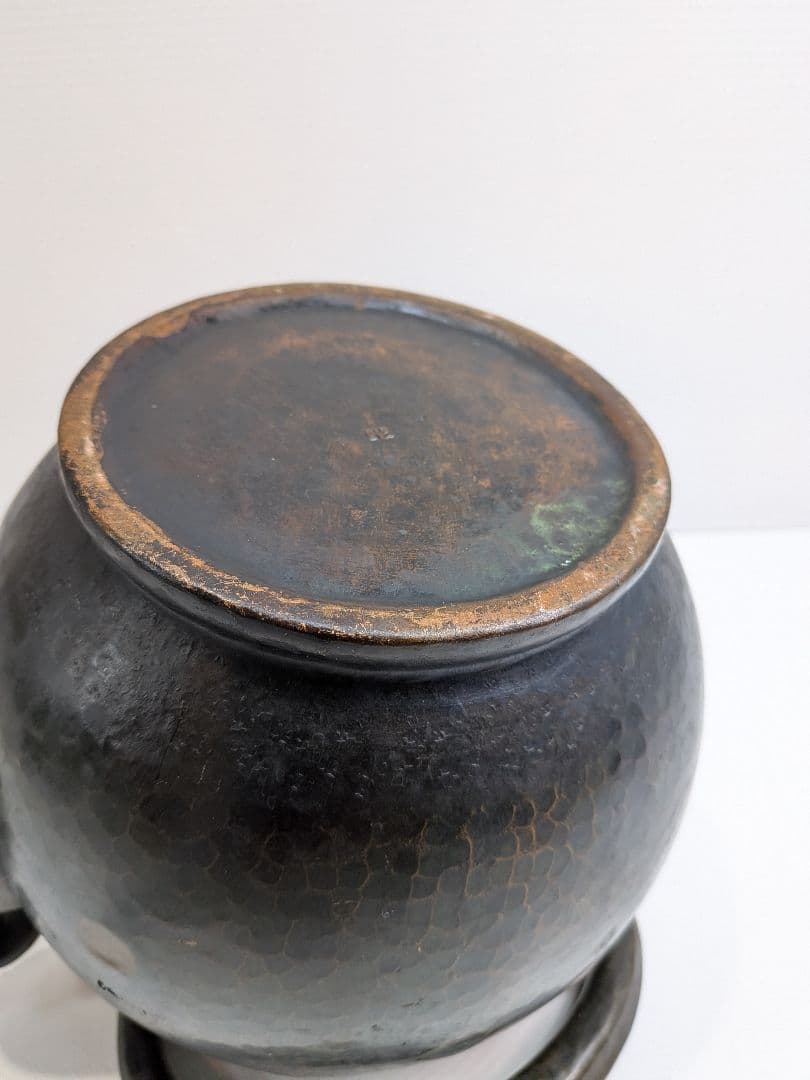 P987 希少 芳燕堂 鎚起銅器 銅瓶 手打ち 槌目 薬缶 昭和27年刻