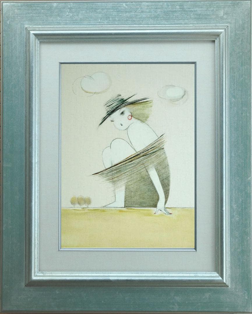 油絵 菅家令子 絵 絵画 インテリア 額付(黒) F3-041014 人物 女性