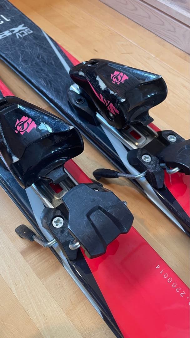 カービングスキー板120cmセットビンディングストック赤 子供キッズ ジュニア