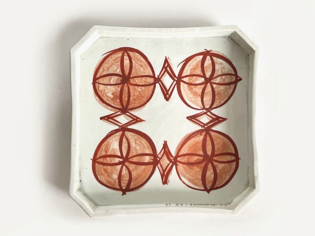 #1陶芸家　上田恒二　木野皿山　赤絵　角皿　折敷　盆　民藝　船木研兒　河井寛次郎