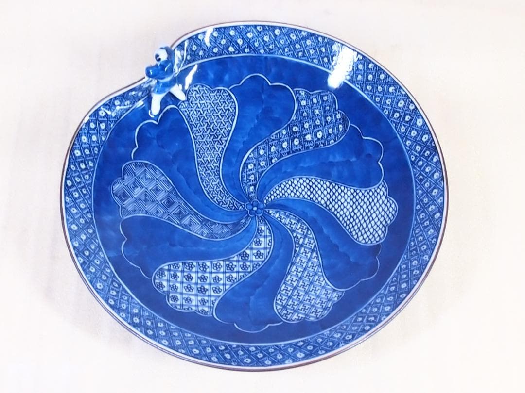 【未使用】京焼/清水焼 平安徳泉造 祥瑞 染付一閑人 盛鉢 盛皿/菓子鉢 茶道具