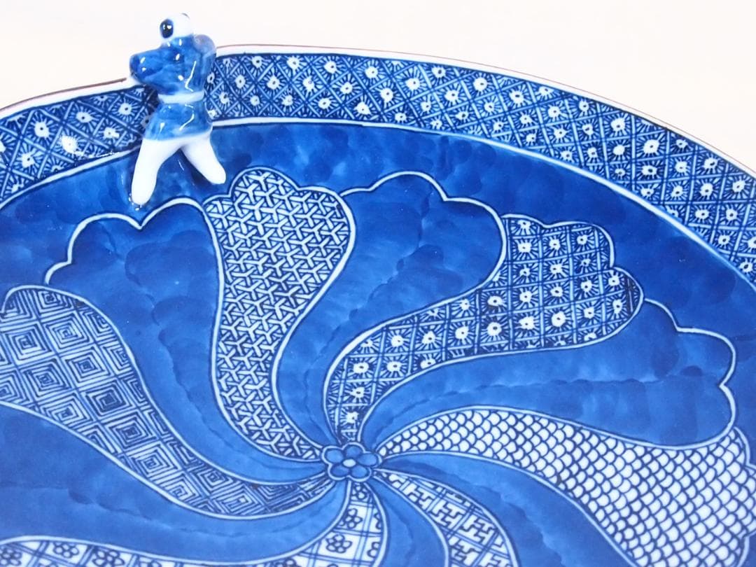 【未使用】京焼/清水焼 平安徳泉造 祥瑞 染付一閑人 盛鉢 盛皿/菓子鉢 茶道具