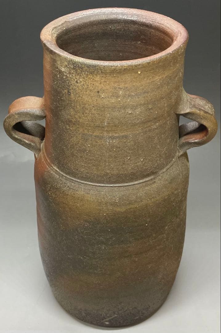 人間国宝　藤原雄　鵬雲斎書付　備前手付花器　大作30cm 　chi399