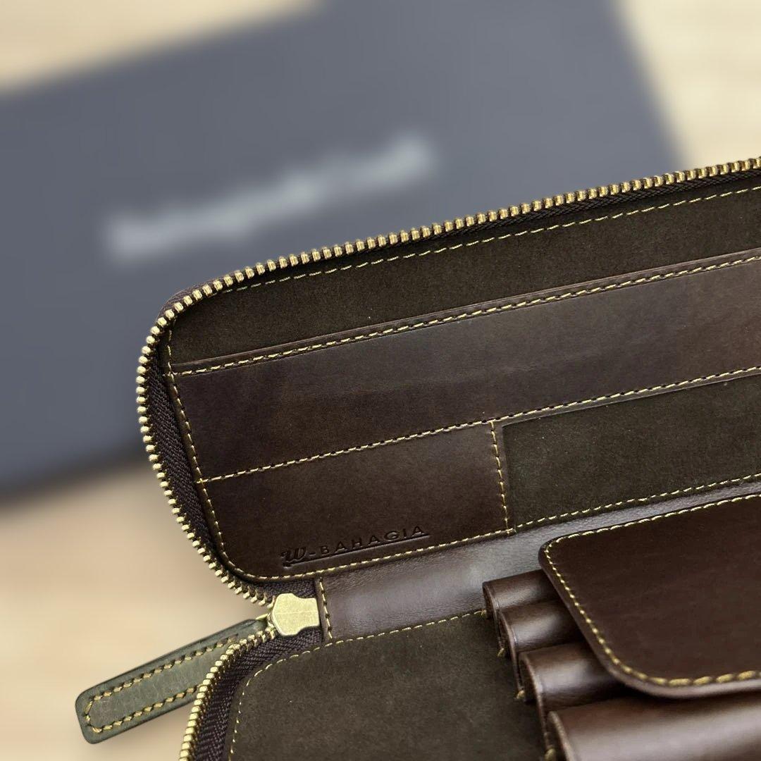 バハギア　Bagagia&Craft ラウンドジップペンケース グリージオ