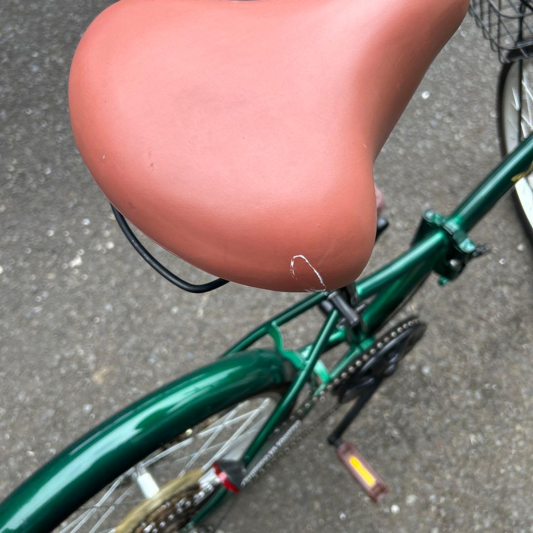 SHIMANO 6段変速 グリーン折りたたみ自転車 20インチ 練馬区 美品