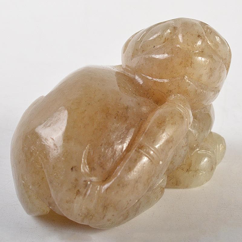 中国　玉石彫刻　神獣刻　根付　紙鎮　置物　C　7265E