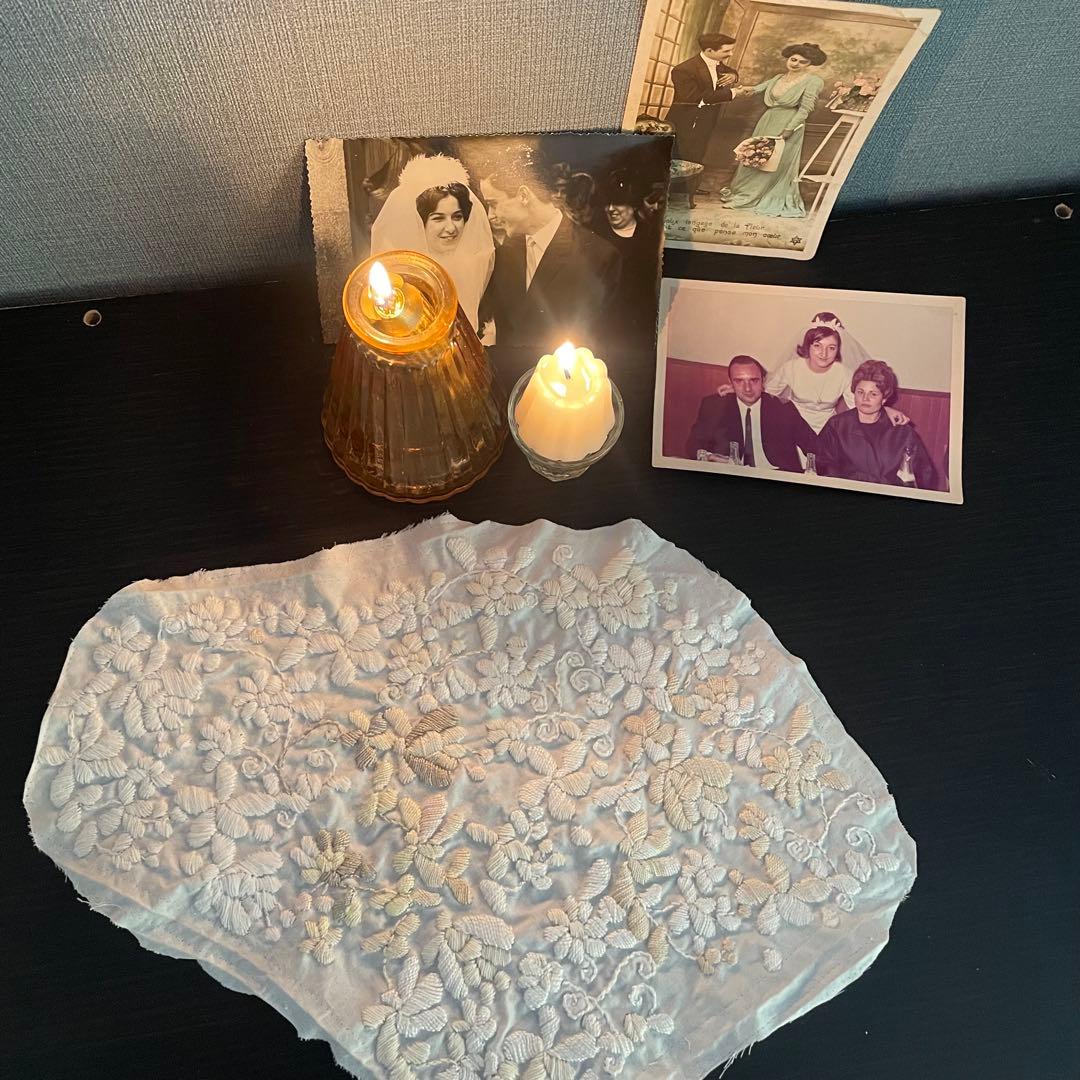 至高の手仕事/極厚立体刺繍パーツ /純白の陰影が織りなす一点モノの芸術