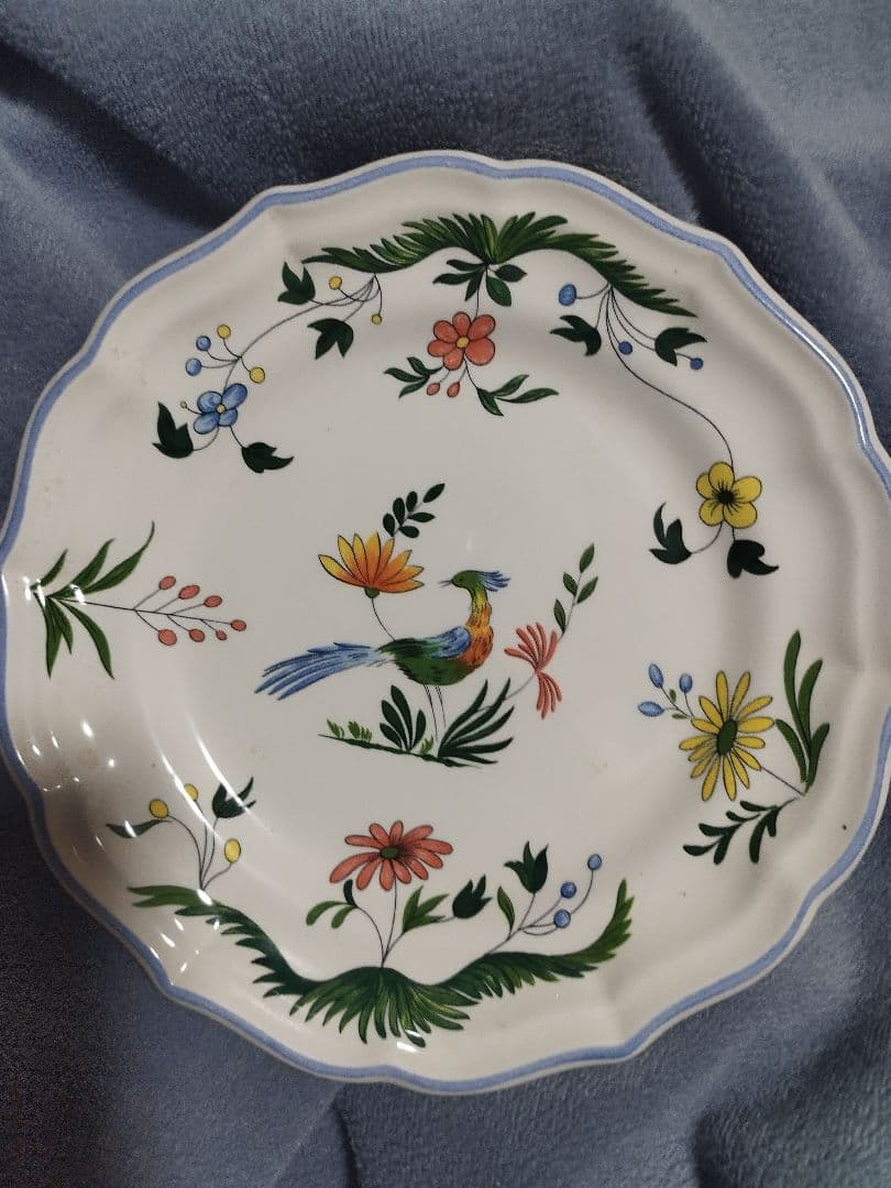 アンテーク　Gien 花と鳥の装飾 陶磁器皿