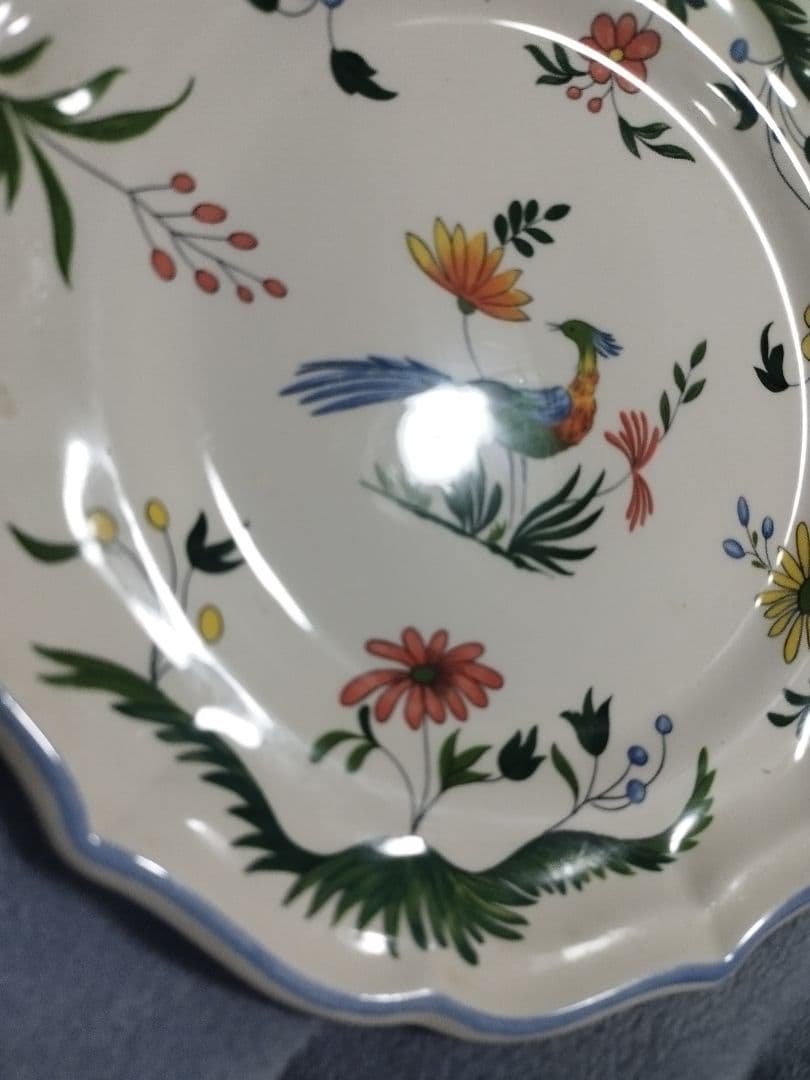 アンテーク　Gien 花と鳥の装飾 陶磁器皿