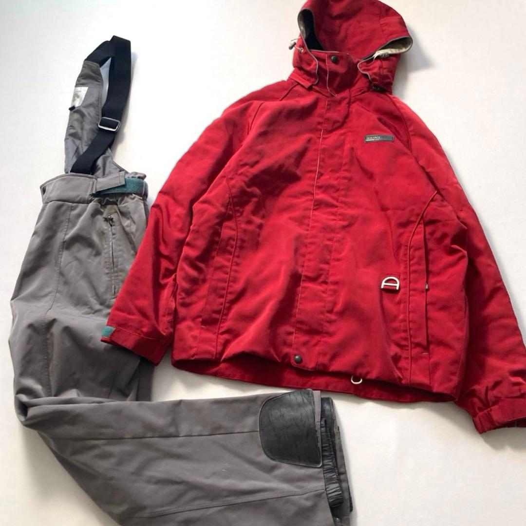 【好配色】デサント スキーウェア 上下セット L メンズ 赤 ジャケット パンツ