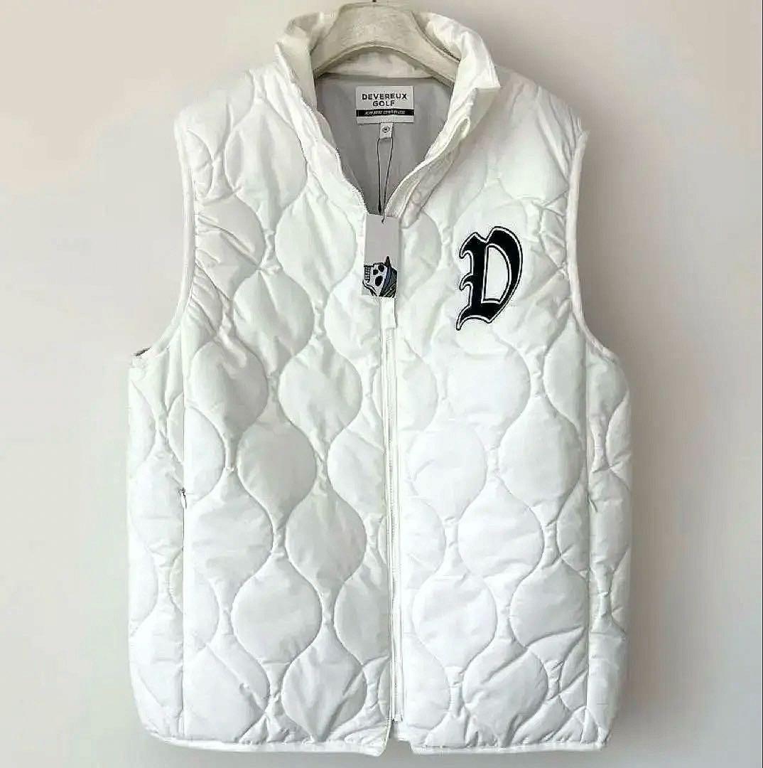 新品未使用【デヴァローゴルフ】中綿ダウンキルティング フルジップベスト（白）