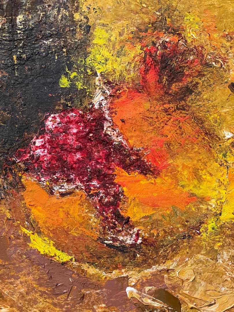 「真作」作者不明　静物画　油彩画　額装　サイン有り　F6号