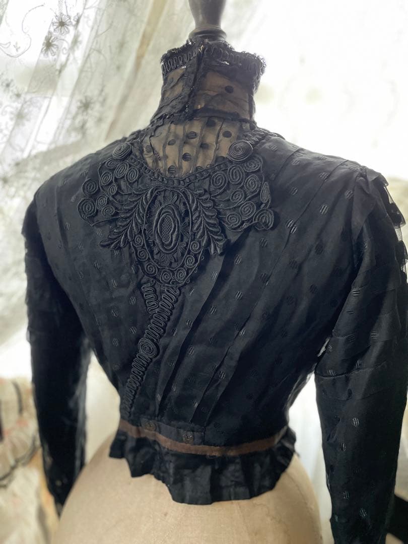 半額SALE♡ヴィクトリア朝 シルク ボディス♡ フランスアンティークブラウス