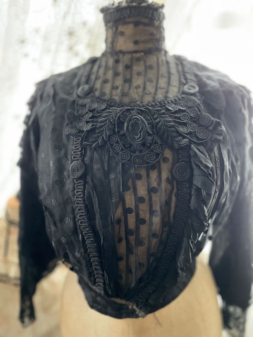 半額SALE♡ヴィクトリア朝 シルク ボディス♡ フランスアンティークブラウス